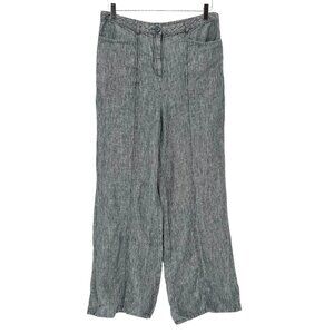 Sundance 100%‎ Linen Striped Pants Size 10 Wide Leg Gray Beachy Coastal